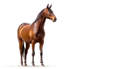 Obraz premium Brown horse standing against white background