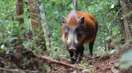 Red River Hog in Dense Tropical Forest