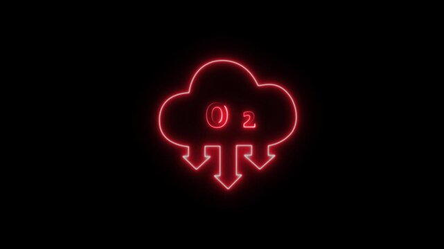 Glowing neon Oxygen cloud icon animation.