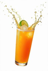 floating drink splashing white background refreshing beverage soft drink soda juice cocktail, liquid, water, cube, glass, texture, color, carbonation, foam