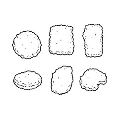 Hand drawn chicken nuggets sketch for food design