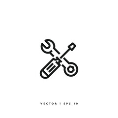 Wrench Icon. Editable Stroke