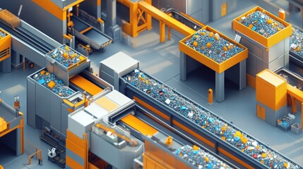 Recycling facility.  High-tech sorting and processing of waste
