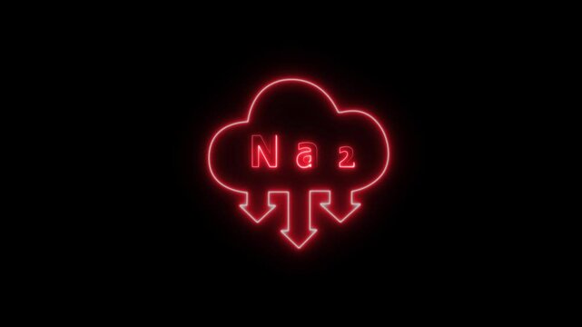 Glowing neon Sodium with cloud icon animation.