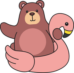 Illustration of cute bear icon.
Funny bear in daily activities elements.
