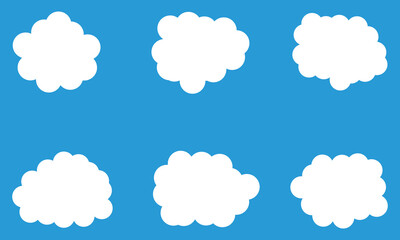 Dream cloud isolated icon. Cute Clouds Pattern. White cloud shapes on blue sky flat cartoon set .Vector Illustration .EPS 10 .