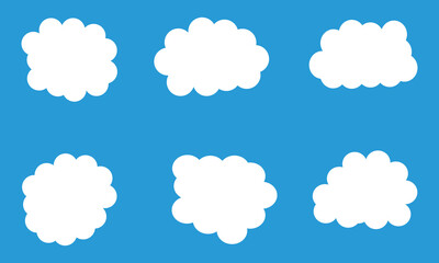 Dream cloud isolated icon. Cute Clouds Pattern. White cloud shapes on blue sky flat cartoon set .Vector Illustration .EPS 10 .