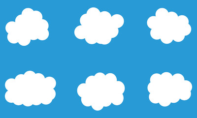 Fototapeta premium Dream cloud isolated icon. Cute Clouds Pattern. White cloud shapes on blue sky flat&nbsp;cartoon&nbsp;set .Vector Illustration .EPS 10 .