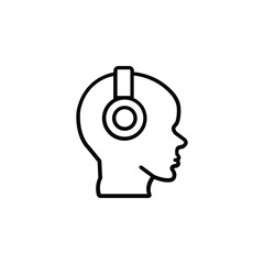 Head in Headphones Icon – sleek design symbolizing music, focus, and audio enjoyment. Perfect for apps & branding