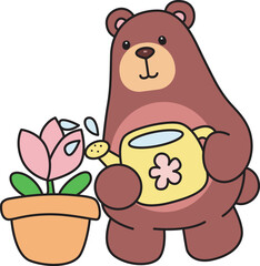 Illustration of cute bear icon.
Funny bear in daily activities elements.
