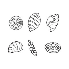 Artistic Danish pastry line drawing vector illustration