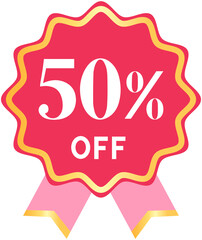 Pink Sale Badge 50% OFF
