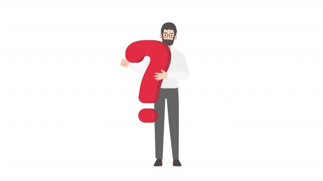 Man holding Question mark cartoon animation
