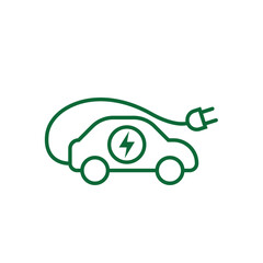 sustainable icon. eco friendly car vector. electric car symbol. reuse, recycle, zero emission, green energy, web, technology. Line design style