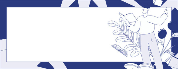 World Book Day Reading Character Flat Vector Concept Operation Hand Drawn Illustration
