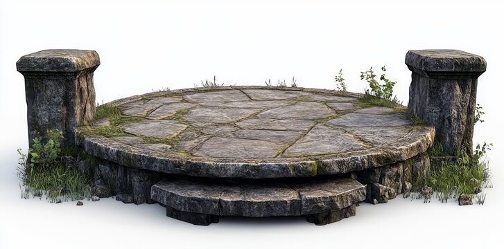 An old stone base featuring rings and cryptic markings