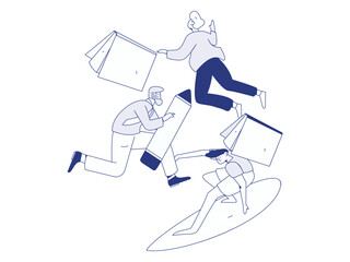 World Book Day Reading Character Flat Vector Concept Operation Hand Drawn Illustration
