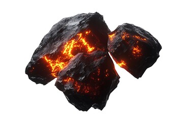 Molten fragments of glowing space debris floating in orbit