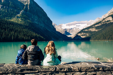 Children in Lake Louise, Banff National Park, Alberta, Canada