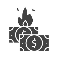 Dollar on Fire icon vector image. Suitable for mobile apps, web apps and print media.