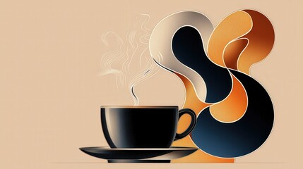 Minimalist coffee illustration modern art digital design warm colors aesthetic viewpoint creative concept