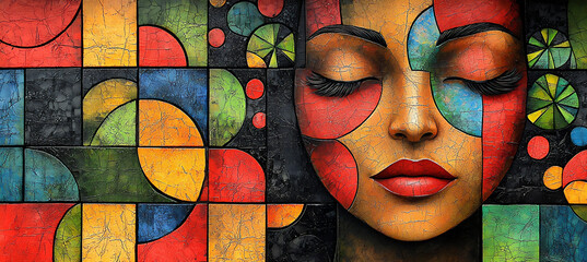 Naklejka premium simple shapes of a traditional latin american market vendor (abstract figure)