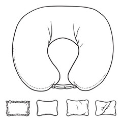 Blue pillow design for neck support in minimal line art