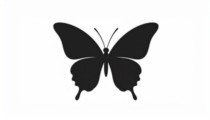  Single Butterfly Silhouette – Clean White Background for Logo 
