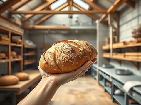 loaf of bread on the hand