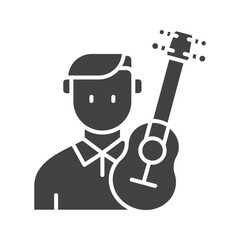 Guitar Player icon vector image. Suitable for mobile apps, web apps and print media.