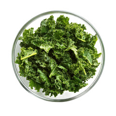 Fototapeta premium Fresh kale in a bowl from above on transparent background