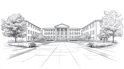 Sketch of a university campus building