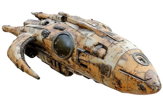 Ancient space probe wreckage with alien symbols