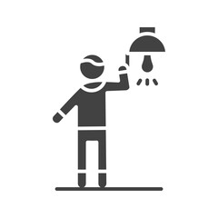 Man Turning Light On icon vector image. Suitable for mobile apps, web apps and print media.