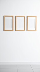 Three elegant picture frames hanging on a textured wall, showcasing a mix of vibrant artwork, black-and-white photography, and a vintage mirror.