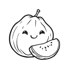 Cherimoya fruit and slices detailed line art vector