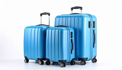 blue suitcases isolated on white