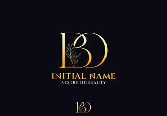 Letter BO Beauty Logo with Flourish Ornament Luxury