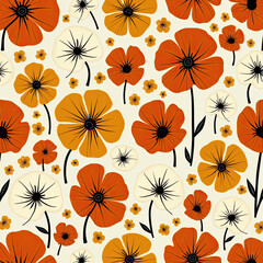 Eye-Catching Pattern of Oversized Abstract Flowers in Bright Rainbow Colors, Cartoon-Inspired Shapes on a Pastel Backdrop, Perfect for Fun Fashion Prints or Youthful Wallpaper
