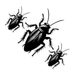 Cockroach Silhouette Vector Illustration Black Insect Pest Icon Design with Isolated Clipart Shape Graphic Dirty Horror Wildlife Creepy Bug Scary House Pest Control Animal Symbol Detailed Biology