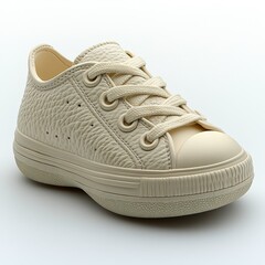Stylish beige sneaker designed for comfort and versatility worn on various occasions