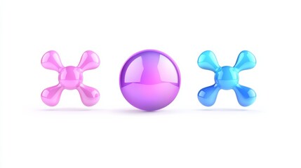 Fototapeta premium Colorful Flat Design Geometric Shapes in Pink and Blue Against a White Background