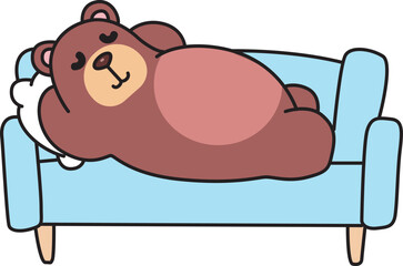Illustration of cute bear icon.
Funny bear in daily activities elements.
