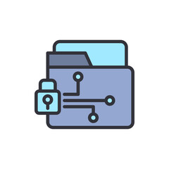 Data protection colored icons, minimalist vector illustration ,simple transparent graphic element .Isolated on white background