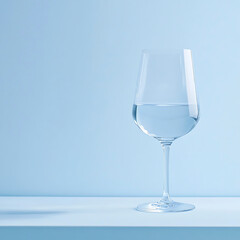 Fototapeta premium Clear Glass of Water on Light Blue Stage for World Water Day.