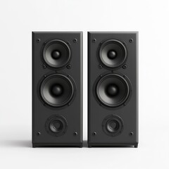 speakers with two large speaker components on the front, isolated on a white background