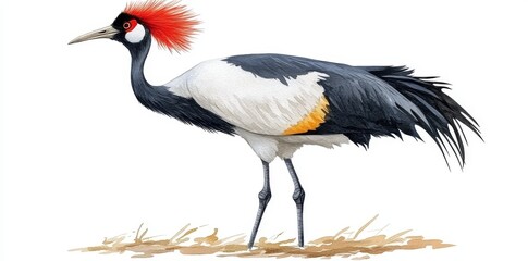 Obraz premium In a coastal habitat, a shorebird wades through shallow water under the light of early morning