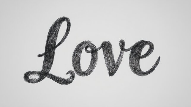 Handwritten love calligraphy in monochrome