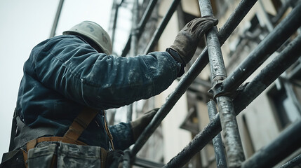 Construction Worker on Scaffolding