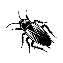Horror Cockroach Silhouette Vector Insect Bug Icon Creepy Pest Control Gross Disgusting Crawling Dirty Roach Animal Wildlife Black Infested Vermin Six Legs Night Graphic Flat Pattern Symbol